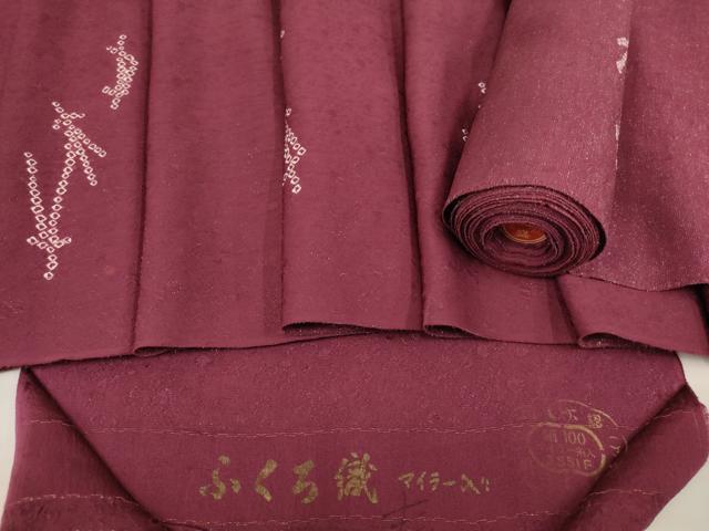平和屋着物■小紋　反物　着尺　絞り　松葉文　ふくろ織　丹後ちりめん　正絹　逸品　未使用　AAAN9138uw