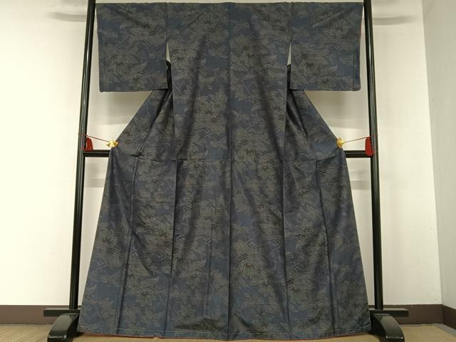 平和屋着物■本場大島紬　草花文　正絹　逸品　未使用　AAAN1227oa