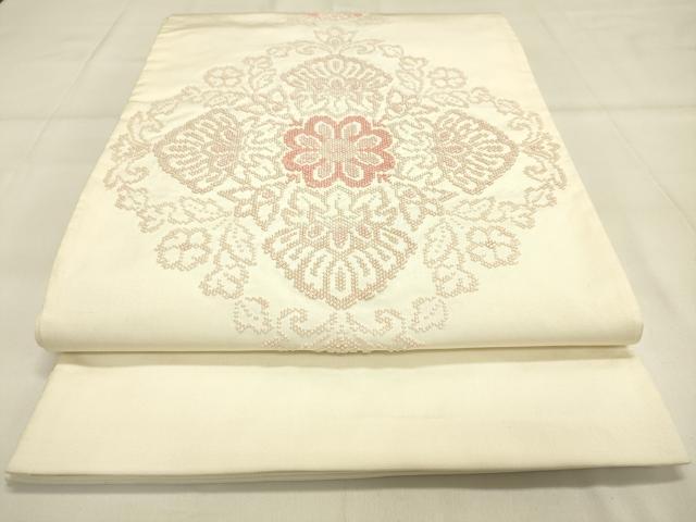 平和屋着物◎太鼓柄袋帯　総刺繍　正倉院花文　正絹　逸品　DAAK8008bc