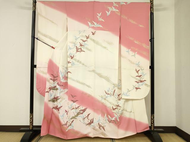 平和屋着物■豪華振袖　群れ鶴　金彩　正絹　逸品　DAAJ8865jm