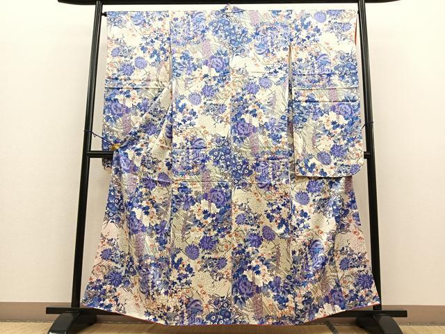 平和屋着物■豪華振袖　手描き　草花文　金彩　正絹　逸品　BAAL0873yc