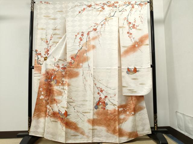 平和屋着物■豪華振袖　流水枝梅鳥文　暈し染め　金彩　正絹　逸品　CAAK6740yc