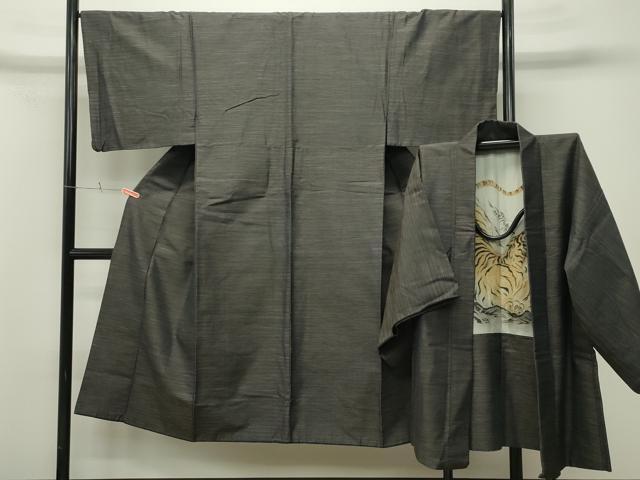 平和屋着物●男性　紬　アンサンブル　霞文　正絹　逸品　CAAK9867gh