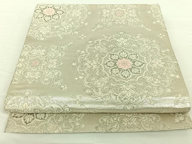 平和屋着物◎六通柄袋帯　正倉院花文　プラチナ二重箔　正絹　逸品　AAAN6274jh
