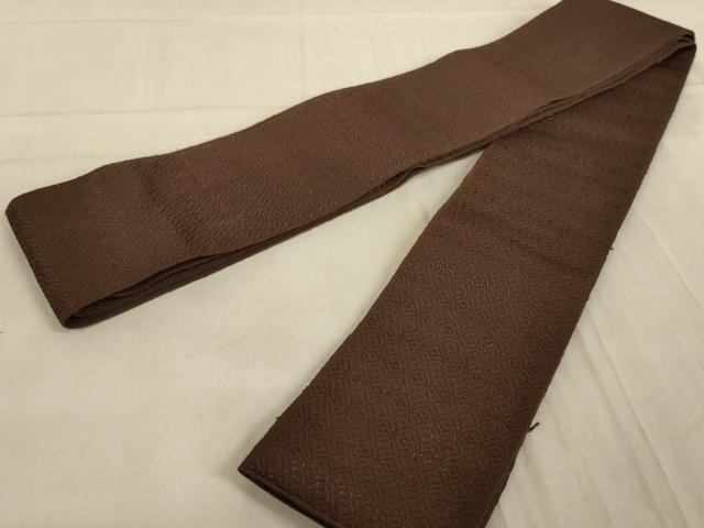 平和屋着物●男性　本場筑前博多織　角帯　献上　黒鳶色地　正絹　逸品　AAAN9812wj