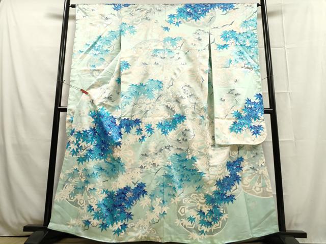 平和屋着物■豪華振袖　源氏車笹の葉文　銀彩　正絹　逸品　DAAK5328ar