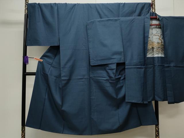 平和屋着物●男性　お召　アンサンブル　亀甲文様　正絹　逸品　CAAK5516ut