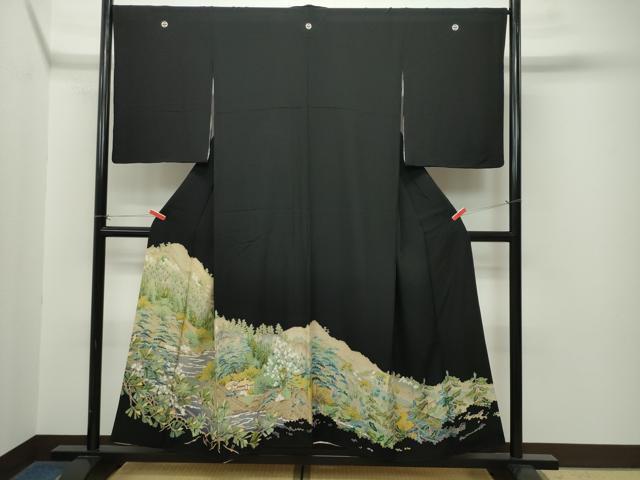 平和屋着物■豪華黒留袖　風景文　暈し染め　健勝苑扱い　正絹　逸品　CAAK9762gh