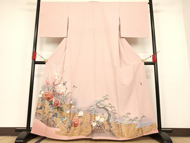平和屋着物●豪華色留袖　作家物　松雪　枝花に休み鳥　暈し染め　金彩　正絹　逸品　AAAM8860ph