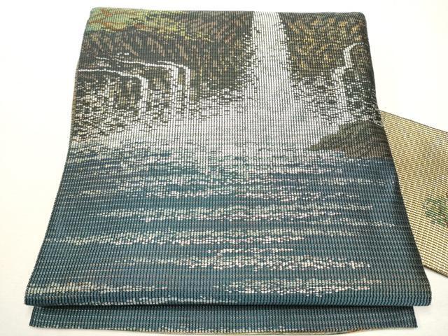 平和屋着物●八寸名古屋帯　遠山霞文　金糸　正絹　逸品　CAAK4609hy
