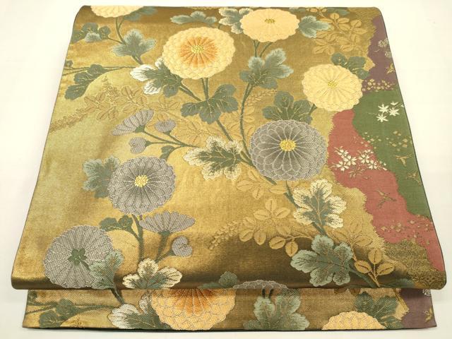 平和屋着物●六通柄袋帯　唐織　?台寺蒔絵図　金銀糸　正絹　逸品　DAAJ8817jm