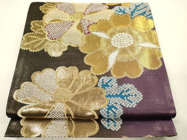 平和屋着物●六通柄袋帯　舞花文　金糸　正絹　逸品　DAAJ8826jm