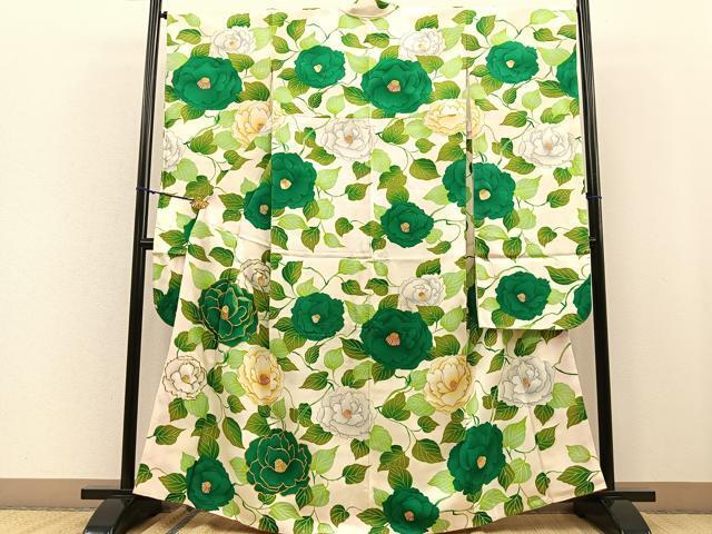 平和屋着物■豪華振袖　駒刺繍　枝椿　金彩　正絹　逸品　BAAM1060gt