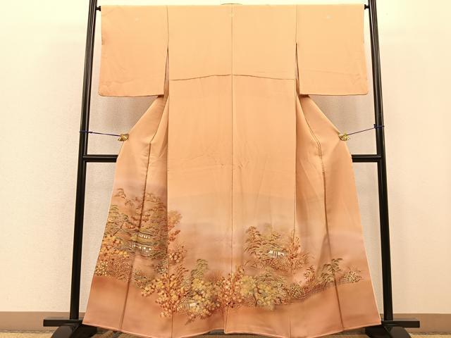 平和屋着物■豪華色留袖　手描き　名所風景　暈し染め　正絹　逸品　BAAM1050gt