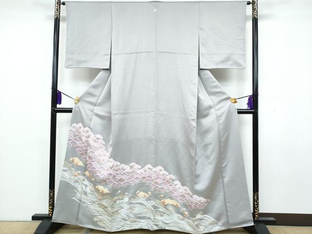 平和屋着物■豪華色留袖　流水風景草花文　金彩　正絹　逸品　未使用　CAAK5021fb