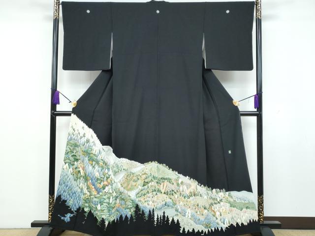 平和屋着物■豪華黒留袖　作家物　遠山樹林文　正絹　逸品　CAAK4999fb