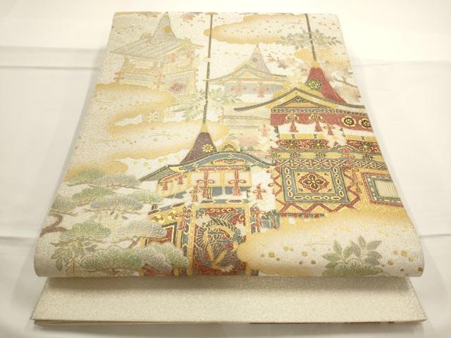 平和屋着物◎綴れ　太鼓柄袋帯　風景文　銀糸　金彩　正絹　逸品　AAAN7109pf