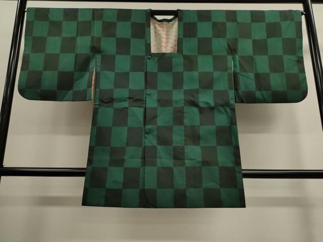 平和屋着物■道行コート　本場大島紬　ロング丈　9マルキ　市松文様　正絹　逸品　CAAK3809dy