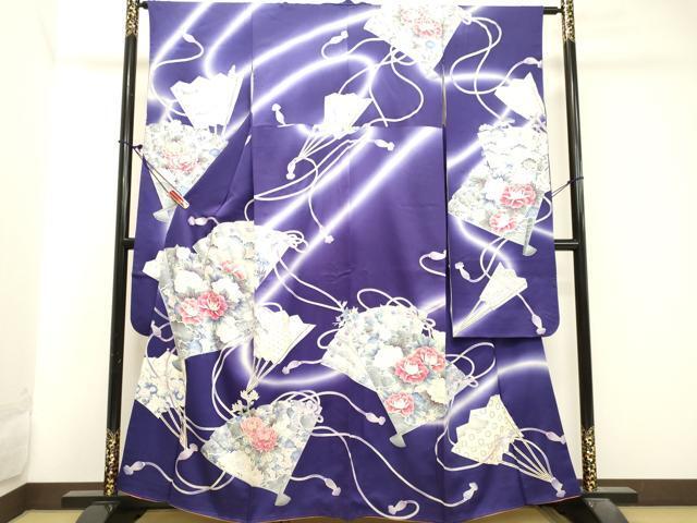 平和屋着物■豪華振袖　刺繍　檜扇花文　暈し染め　金彩　正絹　逸品　DAAJ0485ma