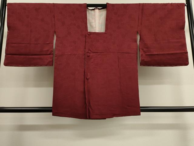 平和屋着物■道行コート　花尽し地紋　葡萄茶色　正絹　逸品　未使用　CAAK3789dy
