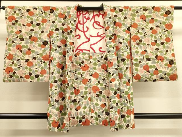 平和屋着物■羽織　草花文　正絹　逸品　CAAK3794dy