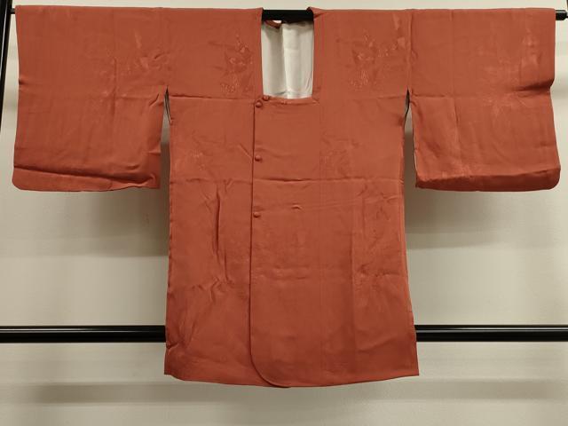 平和屋着物■道行コート　笹竹花地紋　樺色　正絹　逸品　CAAK3767dy