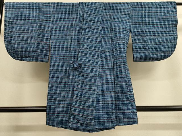 平和屋着物■道中着　格子柄　CAAK3776dy