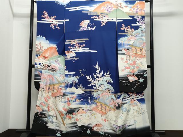平和屋着物■豪華振袖　駒刺繍　風景鴛鴦草花文　金彩　正絹　逸品　CAAK4044vf