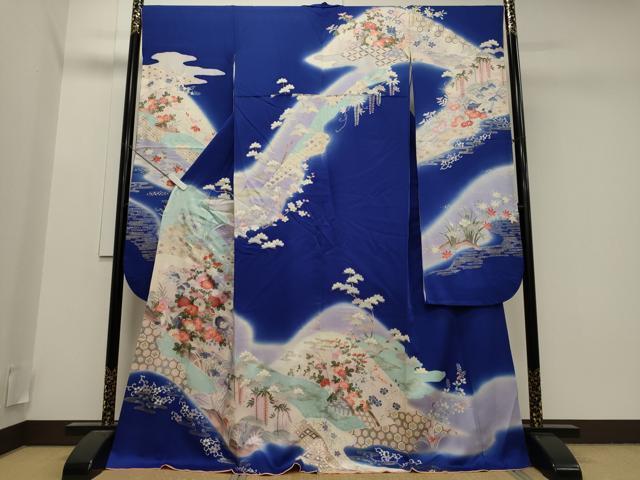 平和屋着物■豪華振袖　駒刺繍　鴛鴦籬草花文　暈し染め　銀彩　正絹　逸品　CAAK1751oy