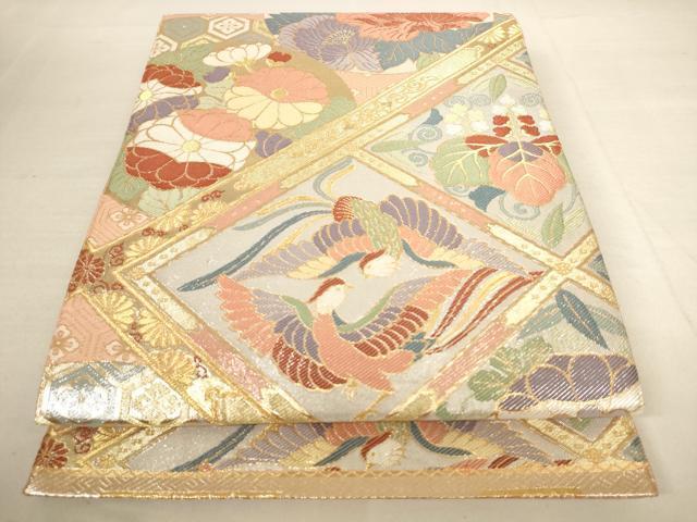 平和屋着物◎佐賀錦　六通柄袋帯　花鳥文　金銀糸　正絹　逸品　AAAN7085pf