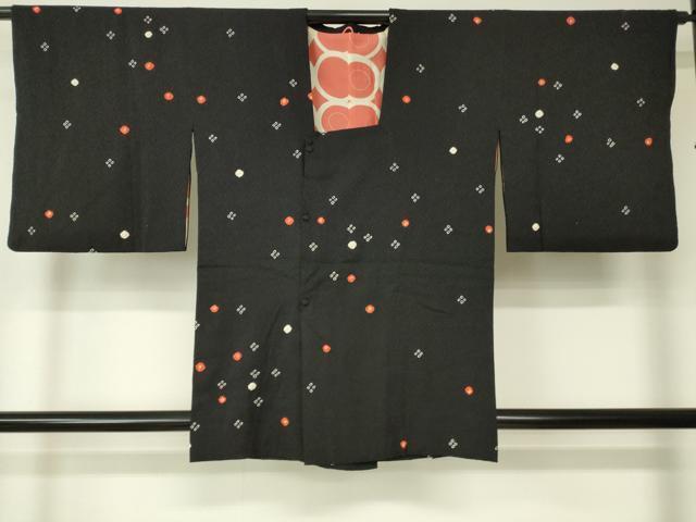 平和屋着物■道行コート　絞り　鹿の子文　黒地　正絹　逸品　DAAK9049cm