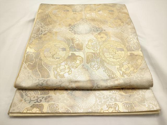 平和屋着物◎西陣　服部織物謹製　六通柄袋帯　こはく錦　蜀江風景花文　金銀糸　正絹　逸品　AAAN0152ex