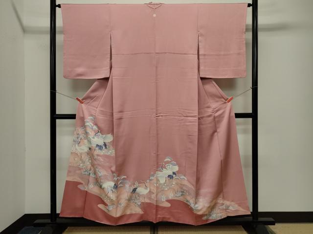 平和屋着物■豪華色留袖　群鶴草花文　正絹　逸品　CAAK0182in