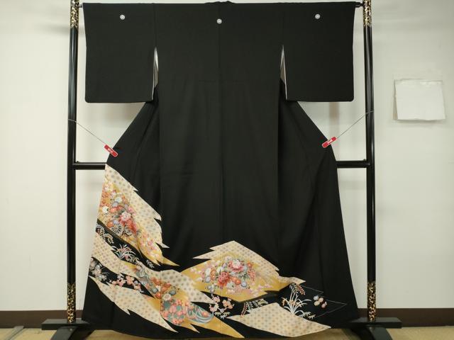 平和屋着物■豪華黒留袖　花車吉祥文　金彩　正絹　逸品　CAAK3053ev