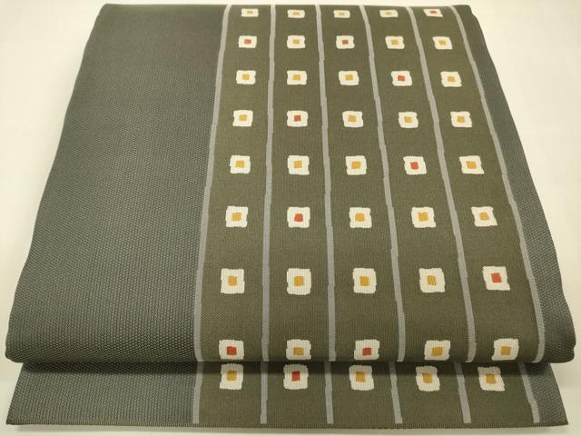 平和屋着物◎全通柄袋帯　紹巴　間道　正絹　逸品　DAAK5646re
