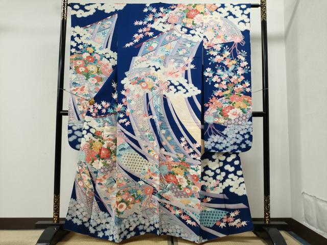 平和屋着物■豪華振袖　檜扇飛鶴吉祥花文　金彩　正絹　逸品　CAAK6411yc