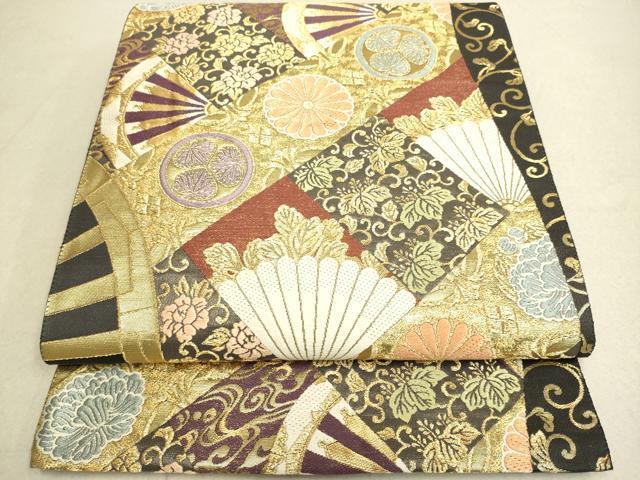 平和屋着物●六通柄袋帯　吉祥花文　金糸　正絹　逸品　DAAK3692du