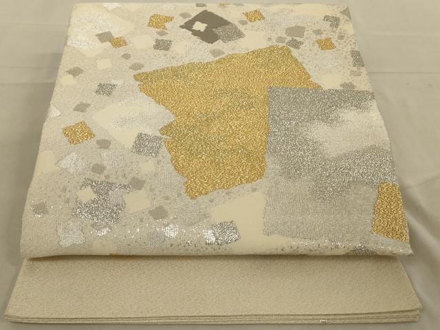 平和屋着物◎明綴　太鼓柄袋帯　箔散らし文　プラチナ箔　正絹　逸品　AAAN4924ou