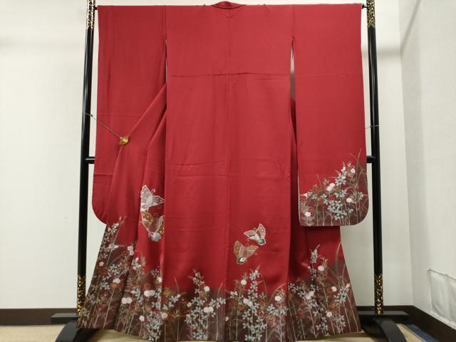 平和屋着物■豪華振袖　舞蝶草花文　金彩　正絹　逸品　CAAK6492yc
