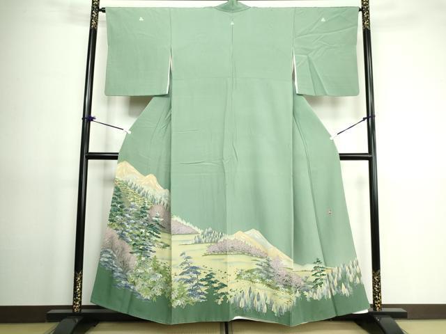 平和屋着物■豪華色留袖　友禅　作家物　風景笹松文　正絹　逸品　DAAJ0397ma