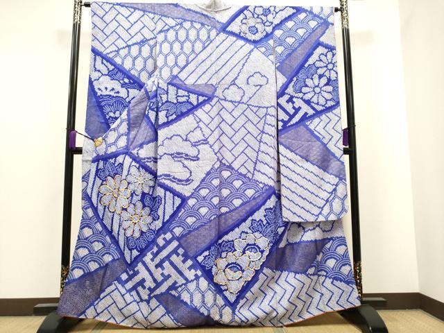 平和屋着物●豪華振袖　駒刺繍　絞り　草花文　金彩　正絹　逸品　CAAK4438hy