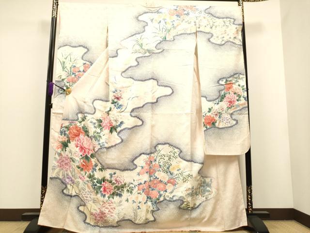 平和屋着物●豪華振袖　絞り　草花文　金彩　正絹　逸品　CAAK4461hy