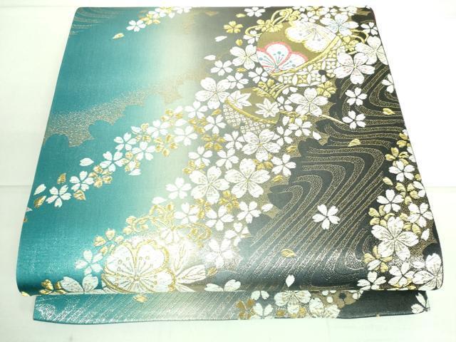 平和屋着物●六通柄袋帯　唐織　舞桜　金銀糸　正絹　逸品　DAAK4233ic