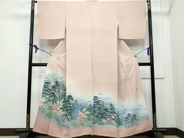 平和屋着物●十日町友禅作家　阿部佳雪　色留袖　風景枝花文　正絹　逸品　CAAK4092vf