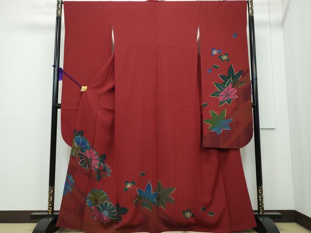平和屋着物●豪華振袖　楓花文　金彩　正絹　逸品　CAAK4075vf