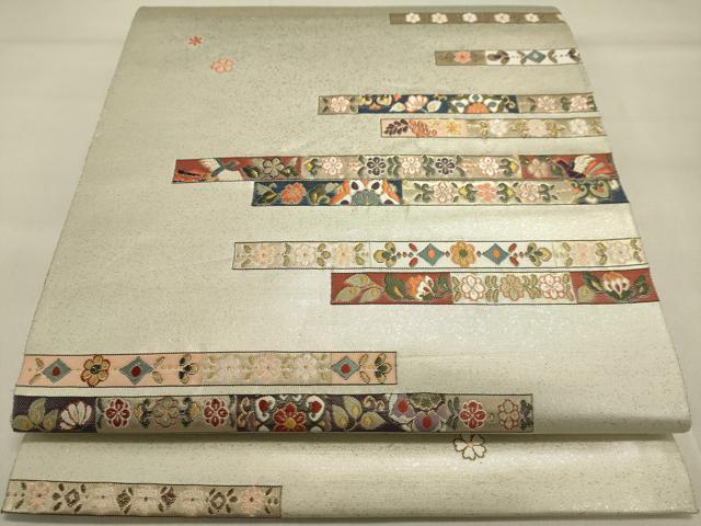 平和屋着物◎六通柄袋帯　唐織　横段吉祥鳳凰花文　金銀糸　正絹　逸品　DAAJ7897fc