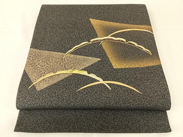 平和屋着物◎太鼓柄袋帯　駒刺繍　雪芝霞文　金糸　金銀彩　正絹　逸品　AAAM8465wt