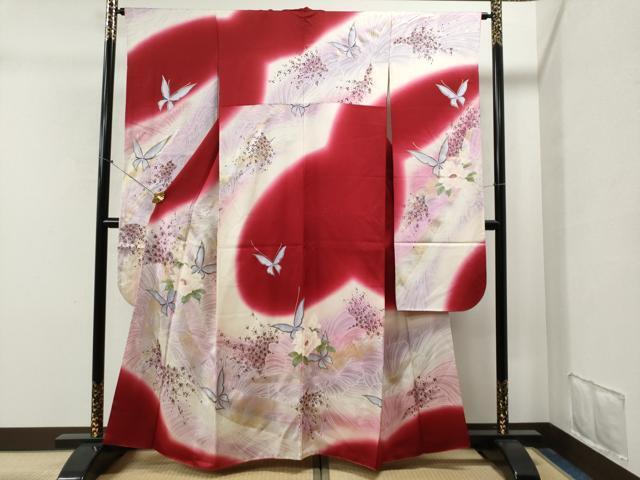 平和屋着物■豪華振袖　花蝶文　暈し染め　金彩　正絹　逸品　CAAK6202yc