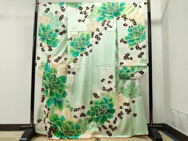 平和屋着物■豪華振袖　駒刺繍　牡丹花文　金彩　正絹　逸品　CAAK6222yc