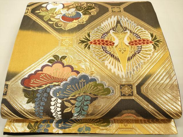 平和屋着物◎六通柄袋帯　唐織　蜀江花鳥文　金銀糸　正絹　逸品　DAAK5651re